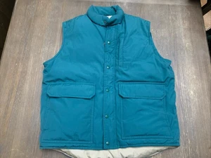 Vintage Orvis Puffer Vest Mens XL Green Goose Down Snap Zip Vintage 80s Outdoors - Picture 1 of 17