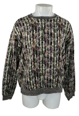 Jhane Barnes - Suéter Pullover Grande Mezcla Lana Abstracta Para Hombre Foto 1 de 4