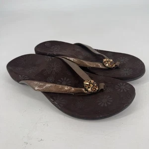 Vionic Sandals 8.5 brown sharon floral slip on preppy beachy comfort summer - Picture 1 of 4
