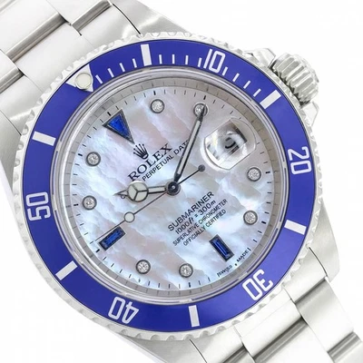 Rolex Submariner Date 40mm Steel Blue Bezel White Dial Oyster Mens Watch 16610 - Image 1 of 4