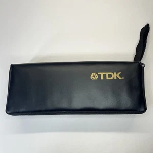 TDK Audio Cassette Holder 15 Tape Storage Vintage 1980s Carry Strap Black Vinyl - Imagen 1 de 9