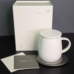 OHOM Ui 3 Self-Heating Mug Set JASMINE WHITE NEW IN BOX Ceramic Wireless Charger - Picture 1 of 8