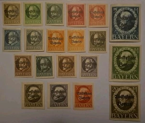 Bavaria Scott 156-175 King Ludwig Volksstaat Ovpt Imperf Full Set 1920 F/VF MH - Picture 1 of 4