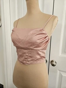 Zara Pink Satiny Princess Corset Crop Top Size S NWT - Picture 1 of 7