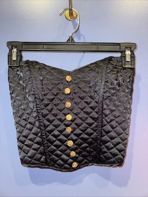 Corsé Bustier Pequeño Saks Fifth Avenue Couture Negro Acolchado Gancho Ojos Sin Tirantes Foto 1 de 4