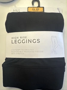 M&S High Waisted Leggings viscose with stretch black BNWT size 24 M&S - Picture 1 of 6