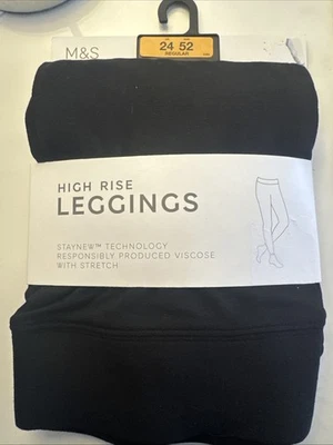 M&S High Waisted Leggings viscose with stretch black BNWT size 24 M&S - Image 1 of 4