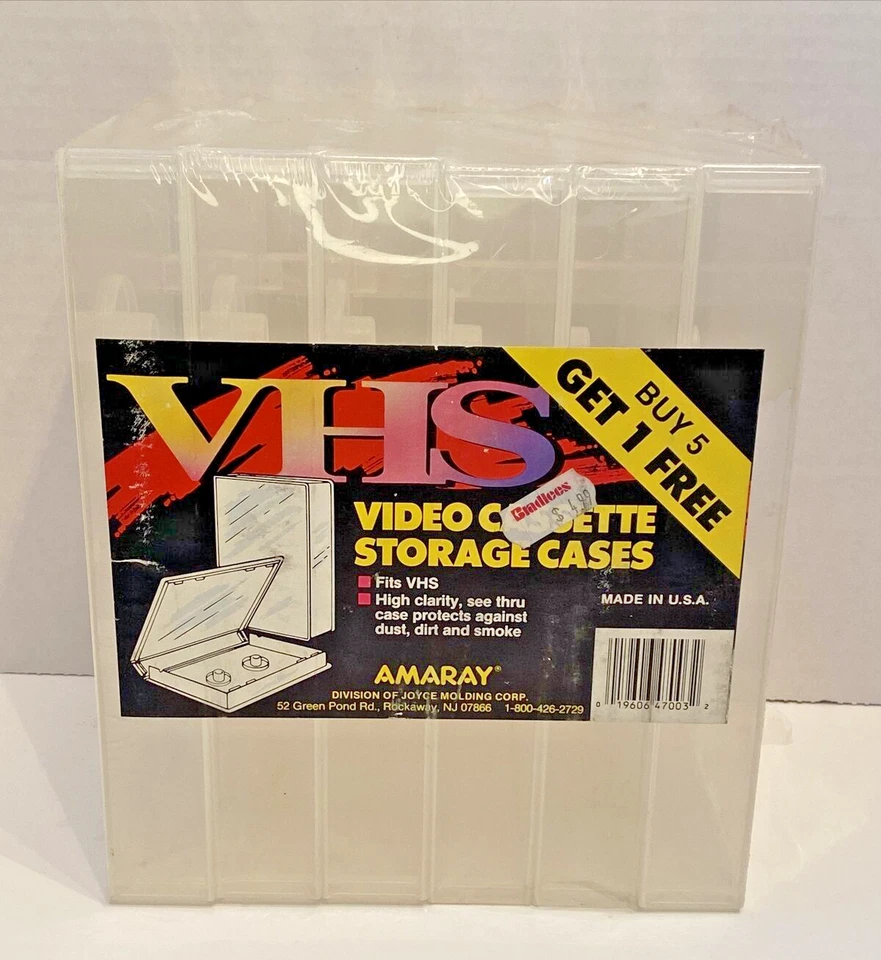Vintage Amaray VHS Video Cassette Clear Storage Cases Set Of 6