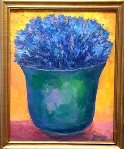 Oil Painting Lavender Pot Still Life Floral Original Frame Impressionism Donalee - Picture 1 of 3