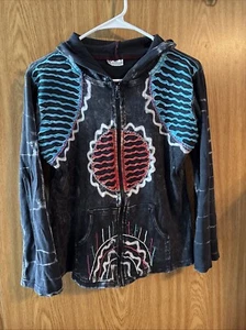 India Boutique Sudadera con Capucha Vintage Con Retazos Distress Cremallera Completa M (Se Ajusta Como S) - Imagen 1 de 4