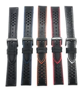18mm 20mm 22mm MS755 Hadley Roma Sport Genuine Leather Watch Band Colored Stitch - Picture 1 of 21