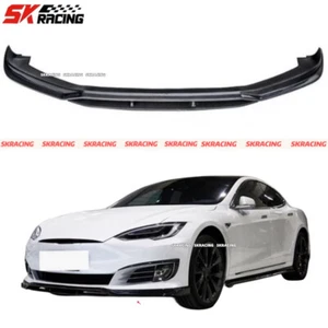 For Tesla Model S Sedan 2016-20 Carbon Fiber New Style Front Lip Bumper Bodykit - Picture 1 of 11