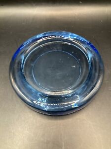 Recycled Glass Pillar Candle Holder  Blue 4” Wide