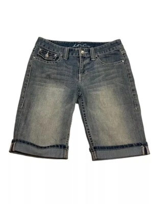 INC Bermuda Jean Corto Talla 6 Puños Dobladillo Y2K 1990 Foto 1 de 4