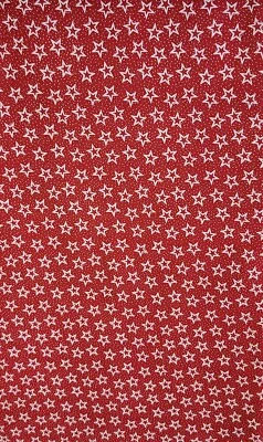 BTY X 44"W Fabric White Stars & Dots On  Red By Santee Patriotic Quilting Sewing - Image 1 of 2