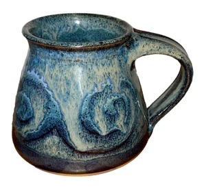 Frog Skin Glazed Pottery Coffee Mug Van Gohg Inspired Swirls Folk Artist Signed - Picture 1 of 11