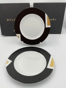 BVLGARI x Rosenthal Geometrica Black Dessert Plate 18.5cm Set of 2 in BOX - Picture 1 of 7