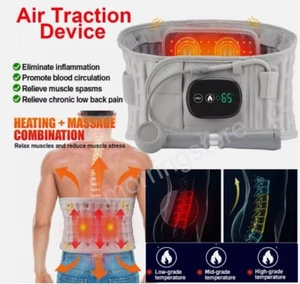 Spinal Air Traction Back Belt Decompression Lumbar Waist Heating Brace Support - Picture 1 of 24
