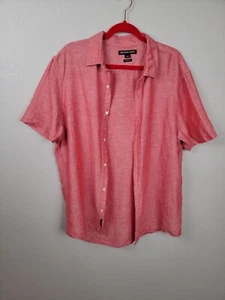 Men's MICHAEL KORS Pink Red Linen Shirt Large Classic Fit - Picture 1 of 6