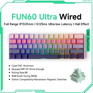 Monsgeek FUN60 Mechanical Keyboard Magnetic Switch 60% Gaming Keyboards Rapid Tr - Picture 1 of 40