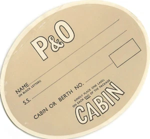 P & O Steamship Cabin/Baggage/luggage Label from 1959 - Picture 1 of 2