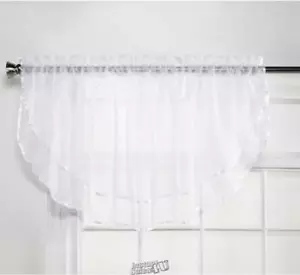 Elegance Voile 60"Wx24"L Layered Valance White - Picture 1 of 2