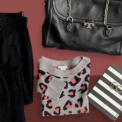 Suéter Club Monaco Leopard Crew Gris Naranja XS Foto 1 de 4