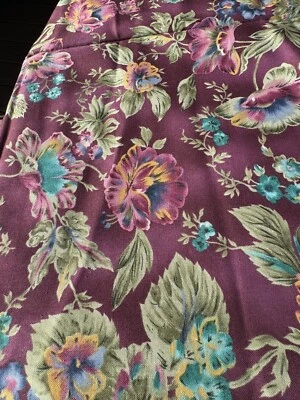 By 1/2 Yd 44" W Large Floral on Plum Purple Quilt Cotton David Textile Bruske - Image 1 of 4