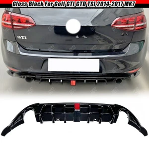 Rear Bumper Diffuser Lip W/ Light Body kit For 14-17 Golf 7 MK7 GTI GTD TSI Blk - Picture 1 of 9