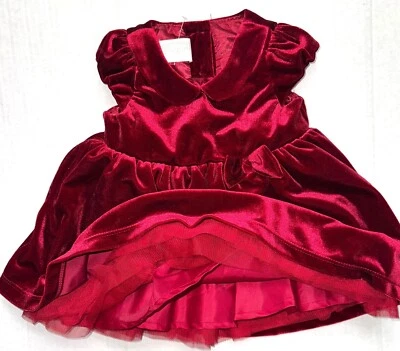 Vestido formal de terciopelo H&M con capas rojo intenso talla 6 meses Foto 1 de 2