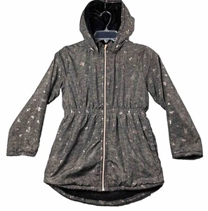 PENELOPE MACK Jacket Coat Hooded Size 10 Fleece Lined Zip Brown Flowers Print - Picture 1 of 3