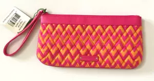 Bracciale Vera Bradley Ziggy Zags trapuntato rosa e arancione bordato casual leggero divertente - Foto 1 di 12