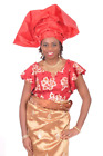 Red Beige Gold African Lace Top Only-DPIM037