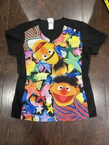 Bert and Ernie Scrub Shirt Top 50th Anniversary Sesame Street Size Small - Picture 1 of 6