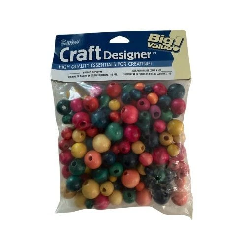 1 Package Darice Craft Supplies Assorted Wood Beads 150pcs #0500-02