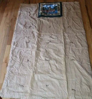 Vtg Throw Blanket Fishing Decor That Folds Into A Decorative Pillow Mancave Tan - Image 1 of 4