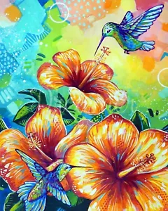 Dreamer Design Diamond Art Kit Hibisco y Colibrí Nuevo - Imagen 1 de 3