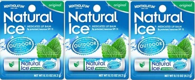 Bálsamo Labial Mentolatum HIELO NATURAL Original FPS 15 (3 tubos) / NUEVO LOOK LLEGANDO Foto 1 de 3