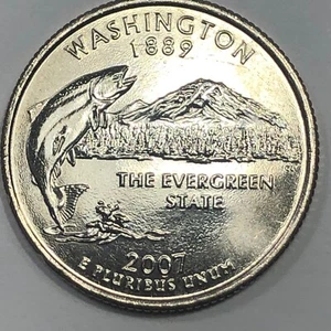 2007 D - Washington Statehood Quarter Dollar Coin - Picture 1 of 2