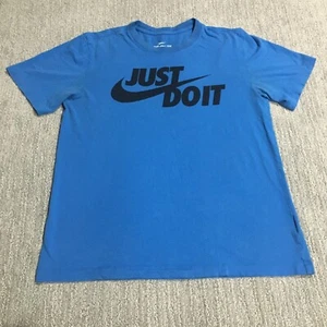 Nike T Shirt Women's Small Blue Center Swoosh Logo Just Do It Modern Ladies - Picture 1 of 12