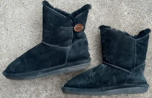 Bearpaw Rosie Womens Black Suede Shearling Lined Winter Boots Size 8 - Picture 1 of 7