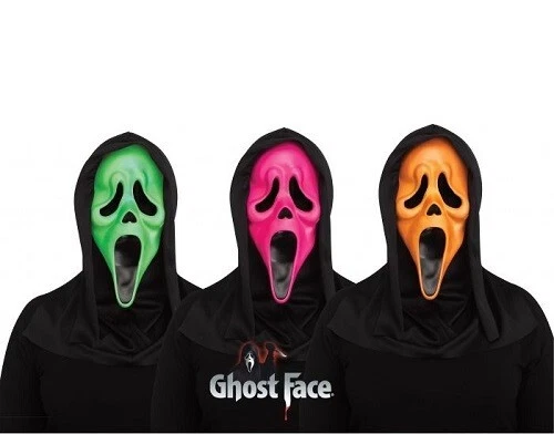 Fluorescent Ghost Face Mask Neon Scream Mask Halloween Fancy Dress Costume Masks - Image 1 of 1