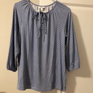 Top tejido azul y blanco Croft & Barrow ~ nuevo ~ talla pequeña - Imagen 1 de 3