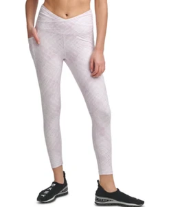 DKNY Women's Crossover Front Tie Dyed Leggings Cotton Blend White-Pink size M - Picture 1 of 2