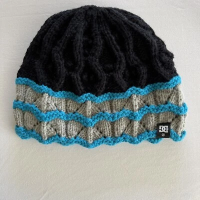 DC Shoes Y2K Knitted Beanie Black, Grey And Blue One Size - Image 1 of 4