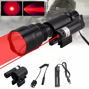 Gun 10000LM Red Laser&Flashlight Hunting Air Rifle Torch Lights Scope Mount Lamp - Picture 1 of 15