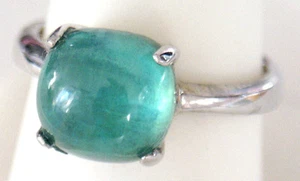 Gorgeous Lab Created Green Sapphire Silver Ring, Sep #152a  - Picture 1 of 3