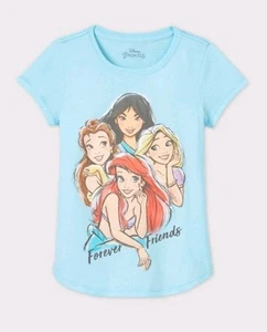 Girls Disney Princesses T-Shirt Size Small (6-6X) Light Blue Forever Friends  - Picture 1 of 3