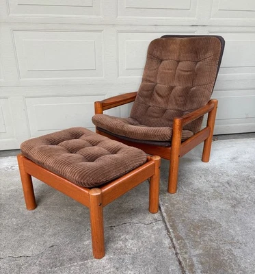 Danish Modern Domino Mobler teak lounge chair ottoman mid century modern vintage - Image 1 of 4