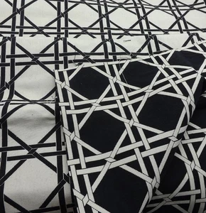 Reversible Lattice Basketweave Print Fabric 1 yd Tan Black Upholstery 41" Width - Picture 1 of 6